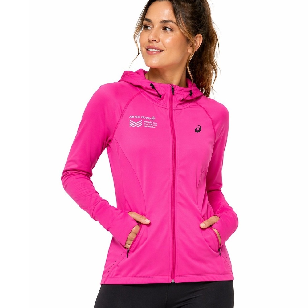 ASICS Women's Small Pink Full Zip Running Hoodie Jacket Thumbholes